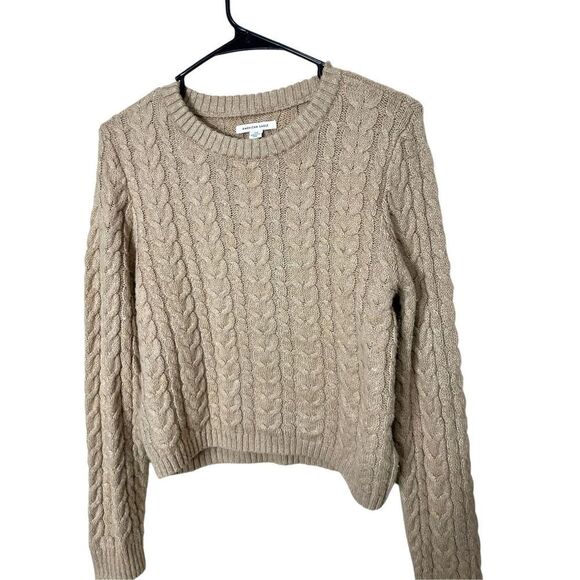 American Eagle Tan Cable Knit Sweater Size Large - Picture 2 of 7